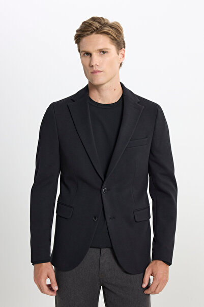 ALTINYILDIZ CLASSICS Men's Black Cotton Slim Fit Slim Fit Mono Collar Jacket ...