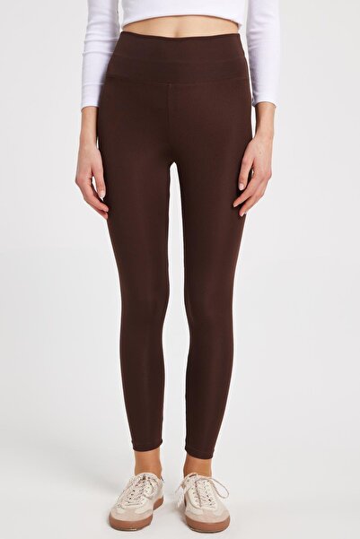 Tudors Women's Slim Fit Slim Fit Scuba Fabric Elastic Waist Brown Tights