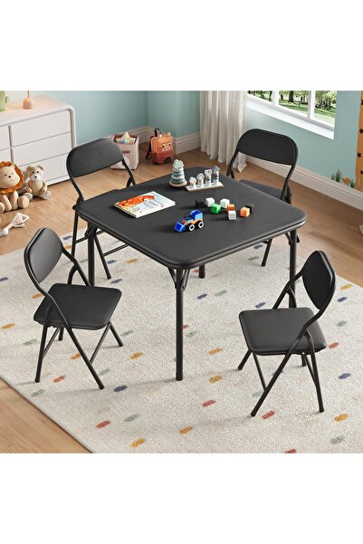 Garvee 5-Piece Folding Kids Table and Chairs Set - Toddler Activity Table for...
