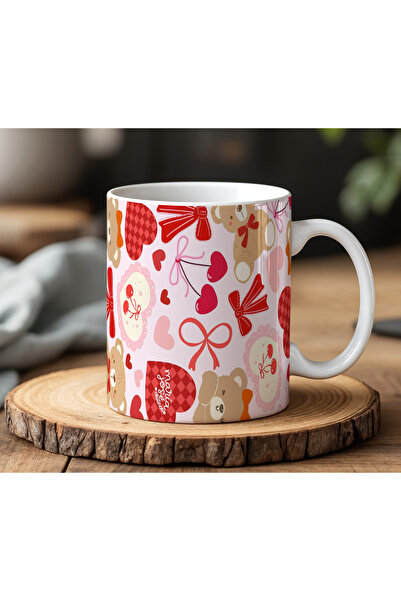 BB TRADE White Ceramic Printed Mug with Teddy Bear Design 330ml