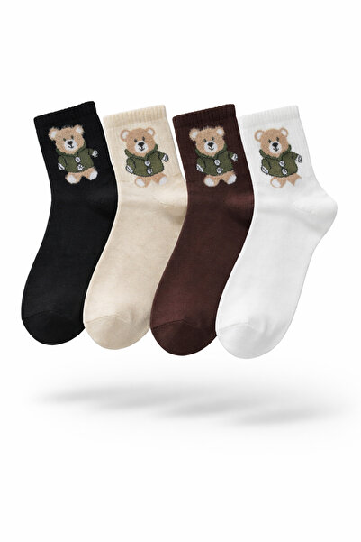 Umel Tekstil Teddy Bear Yumoş Ayıcıklı Soket Çorap 4 Çift
