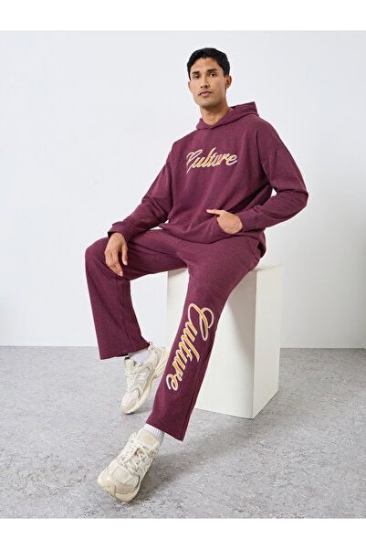 Styli Men Purple Printed Hoodie and Joggers Co-Ords