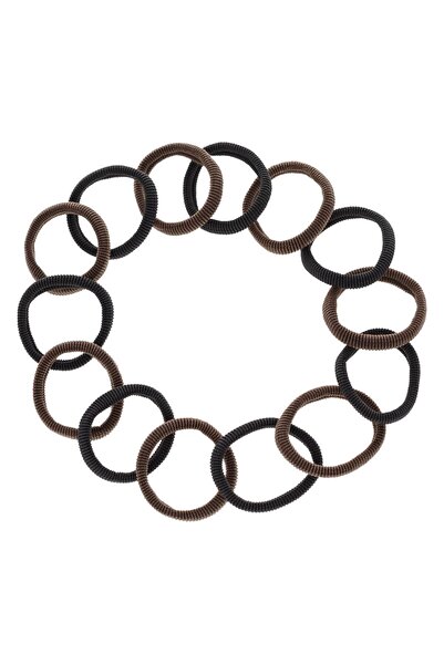 OEM Black Brown Terry Hair Elastics for Women - 14pcs