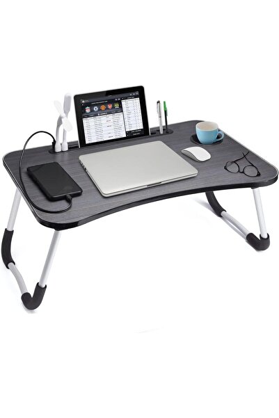 Arabest طاولة محمولة مع حامل أكواب، طاولة سرير محمولة للكمبيوتر المحمول والكت...