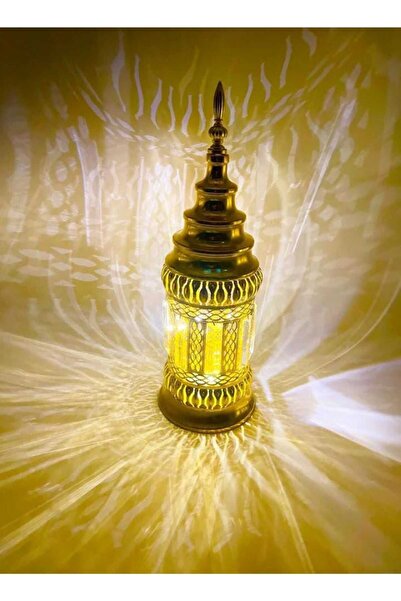 dehkah فانوس رمضان مصباح مأذنة ذهبي مع ضوء مع زخرفة الطراز الإسلامي الحجم 40*...