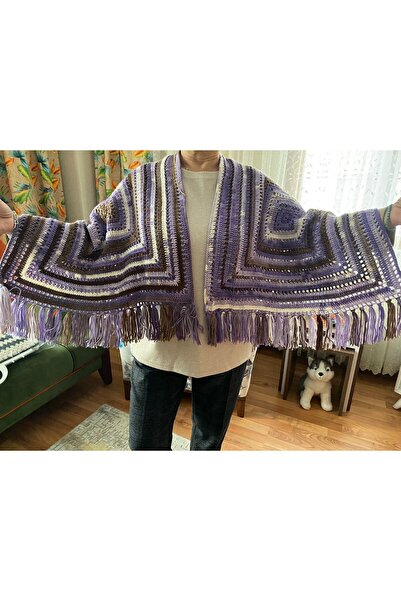 KaizenDesign KAİZEN EL ÖRGÜSÜ BATİK ÜÇGEN GÖRÜNÜMLÜ KADIN OMUZ ŞALI