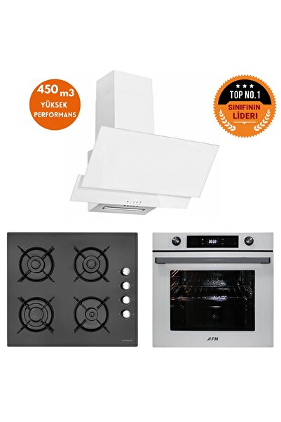 Eminçelik ve AFM TECH Markalı/ACES Turbolu Dijital Beyaz-Siyah Ankastre Set (...