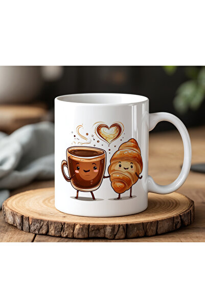 BB TRADE Coffee Designed White Ceramic Printed Mug Cup 330ml