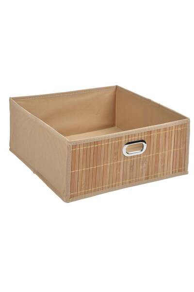 OEM Natural Color Bamboo Foldable Storage Box with Metal Handles 31x31x15cm