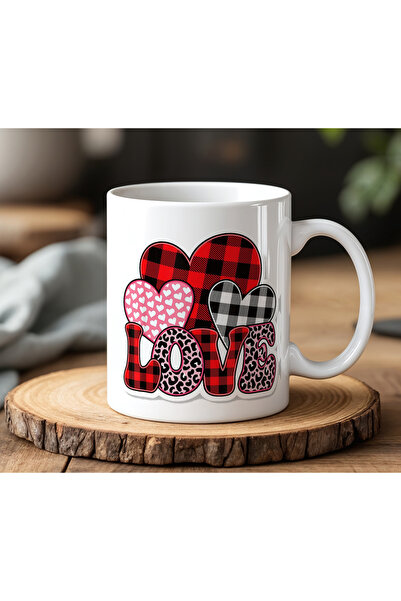 BB TRADE Love Designed White Ceramic Printed Mug Cup 330ml