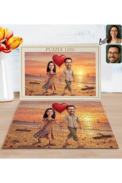 Bk Gift Kişiye Özel Sevgili Karikatürlü 1000 Parça Profesyonel Puzzle-16, 100...