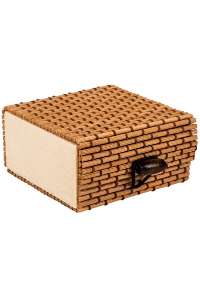 OEM Brown Bamboo Storage Box 7x7x3.5cm
