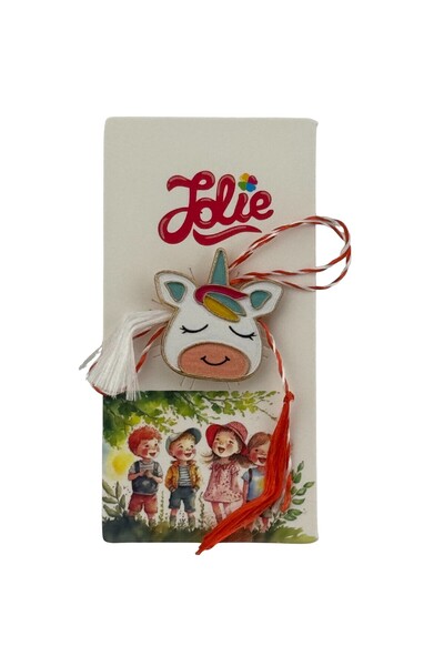 Flippy Martisor Children Jolie Metal Cardboard Brooch Multicolored Unicorn Model