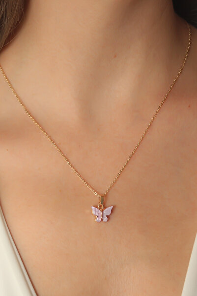 blackpure Florea Gold Lilac Color Butterfly Figure Women's Necklace 922639