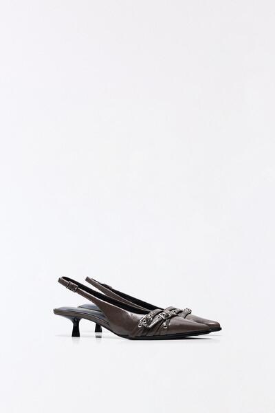 Bershka Kitten heel slingback shoes with buckles
