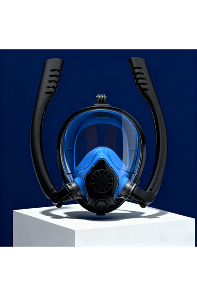 Choice L/XL New Black Blue Adults Full Face Snorkel Mask Double Breathing Tub...