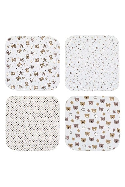 OEM Prosopele pentru Copii Albe Bej/Maro Ursuleti Stele Buline 25x25cm - 8buc