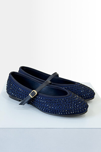 zks grup tekstil Balerini cu cu pietre aplicate catarame pentru femei, negri,...