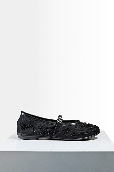 zks grup tekstil Balerini transparenți cu detalii perlate pentru femei, negru...