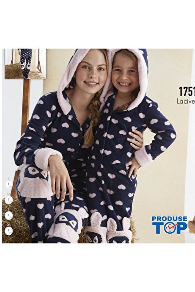 Produse.Top Navy Blue Cocolino Jumpsuit for Girls with Hood and Pockets