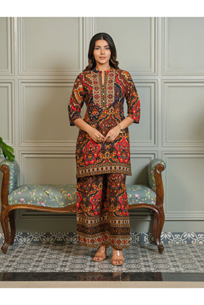 DW By Styli Women Ajrak Printed Top and Palazzos Co-Ords