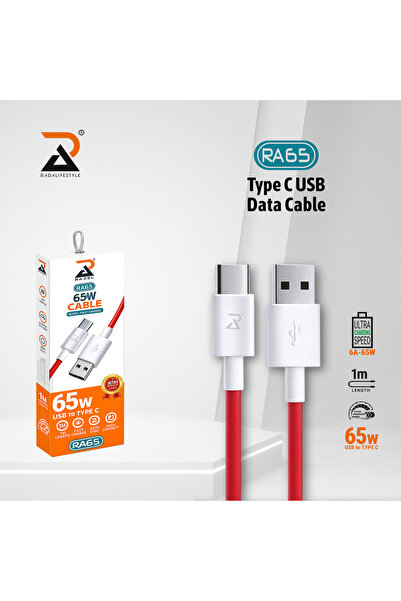Radalifestyle RA65- محول USB إلى Type C، 6 أمبير - 65 واط، طوله 1 متر