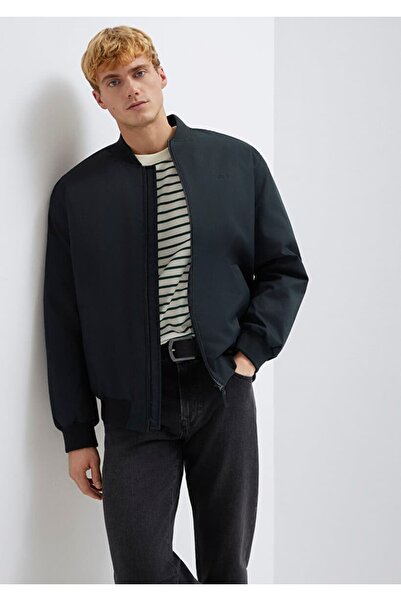 Mavi Men's Embroidered Black Transitional Coat