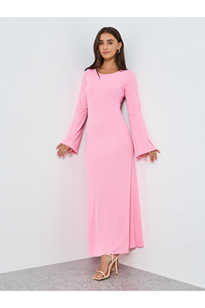 Styli Women Pink Round Neck Bodycon Maxi Dress