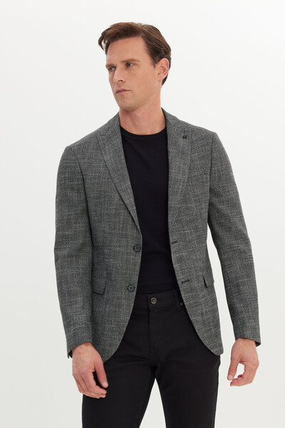 AC&Co / Altınyıldız Classics Men's Black-White Slim Fit Slim Fit Swallow Coll...