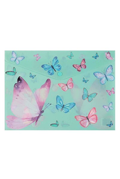 OEM Mapa cu Capsa Verde Menta Fluturi 33x24cm