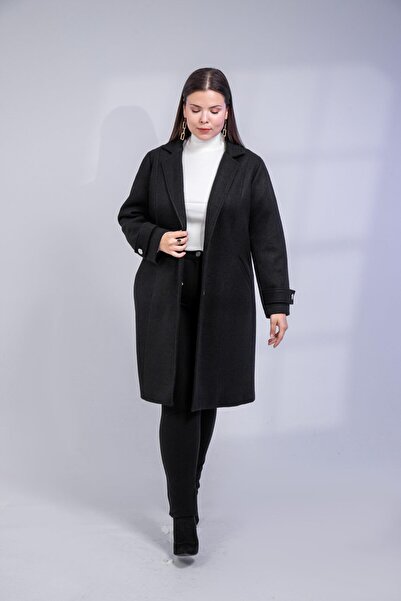 Roxxlen Women's Plus Size Coat with Snap Detail
