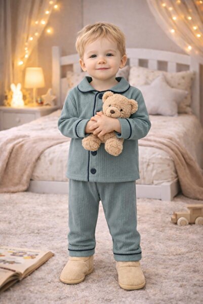 Chicsy Baby Bebek Düğmeli Pijama Takımı Yumuşak Kumaş Uzun Kollu Rahat Kesim ...