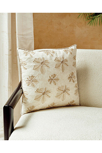 REDTAG Beige Floral Jacquard Cushion