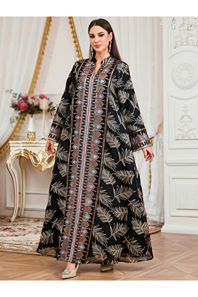 Take Two By Styli Women Textured Sequin Patch Collared Jalabiya