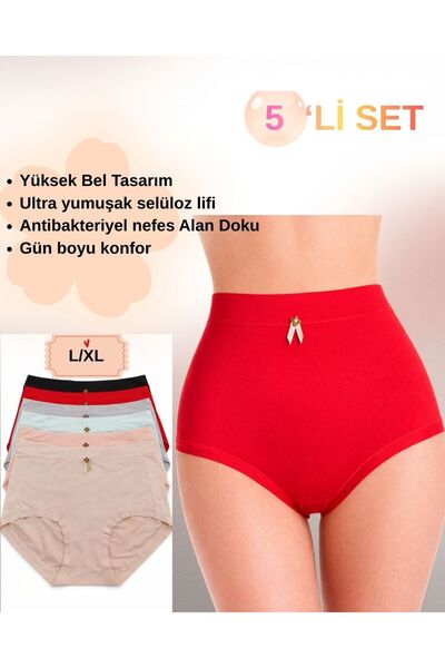 UN REAL High Waist Bamboo Textured Women's Panties Set of 5 95% Cellulose L/X...