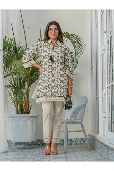 DW By Styli Women Floral Print Cotton Tunic and Trousers Co-Ords