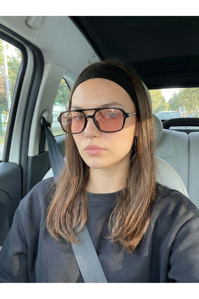 funeyes Simon Black Frame Pink Glass Silver Metal Handle Double Bridge Unisex...