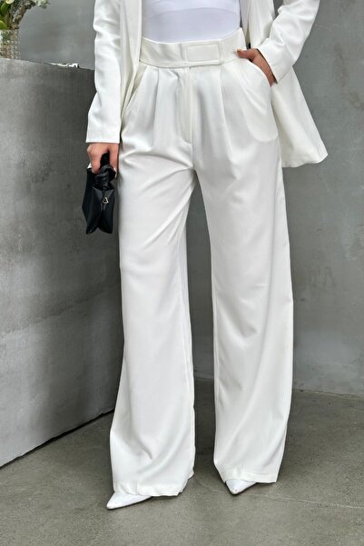 spirituel Women's Palazzo Trousers with Velcro Waist, Double Pockets, Wide Le...