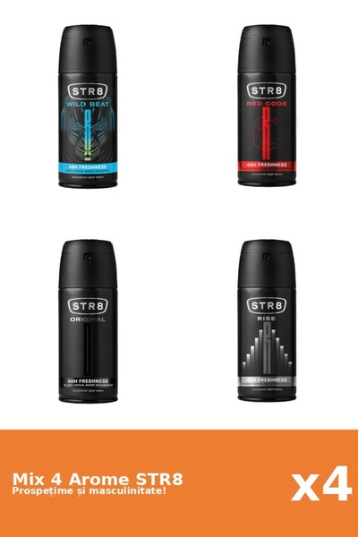 str8 Set 4 Mix STR8: 1x Original, 1x Red Code, 1x Rise, 1x Wild Beat