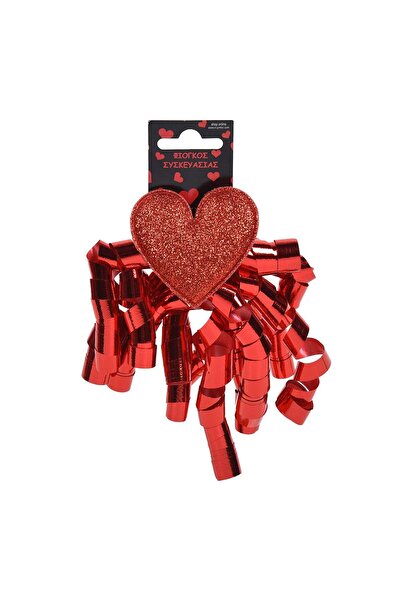 OEM Fundita Spiralata Rosie cu Inima din Spuma cu Glitter pentru Cadou