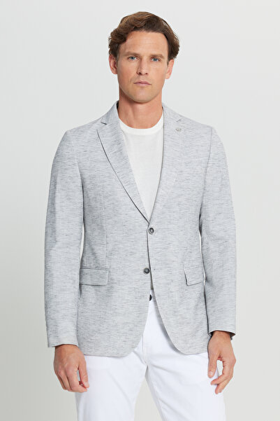 ALTINYILDIZ CLASSICS Men's Gray Slim Fit Slim Fit Mono Collar Blazer Jacket w...
