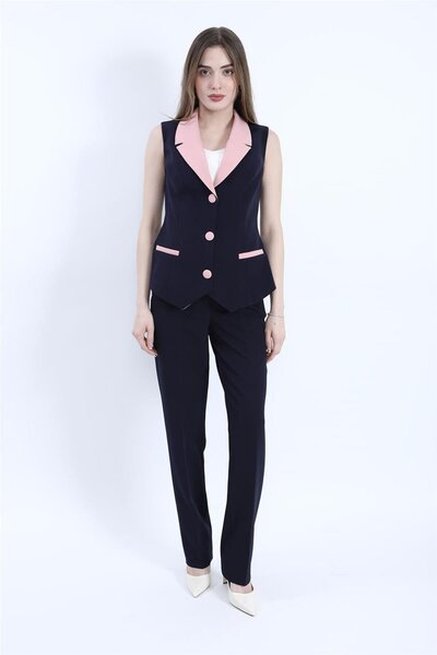 ÖNDER ÖZSOY Paneled Jacket Collar Classic Vest & Pocketed Pipe-Leg Trousers W...