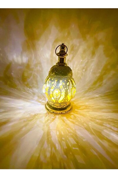 dehkah فانوس رمضان مصباح كرستال ذهبي ضوء 15*15 يستخدم بالبطاريات.