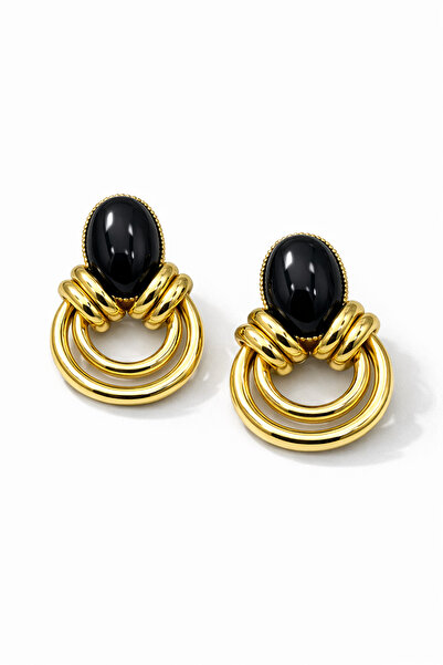 Vi store Steel Black Manu Earrings