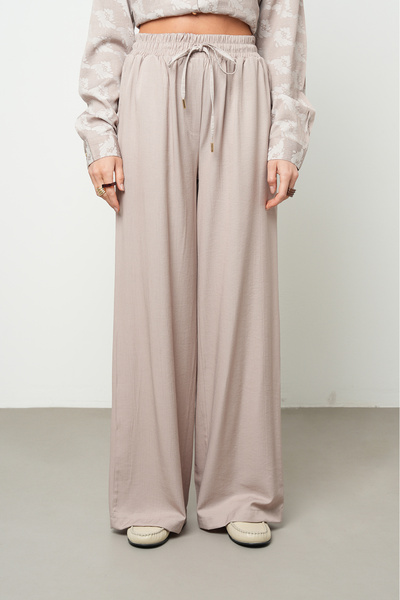 Orfeo Negro Women's Viscose Blended High Waist Draped Beige Color Palazzo Pants