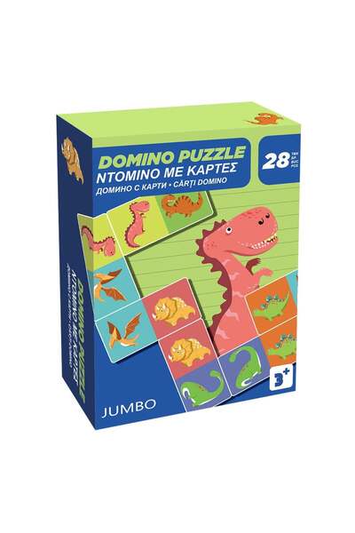 OEM Joc de Societate Domino cu Carti Dinozauri & Forme 28 piese