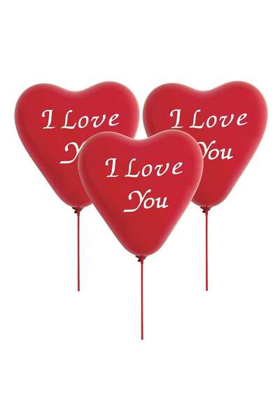 OEM Red Heart Shaped Party Balloons "I Love You" 23cm with Stick & Rosettes -...