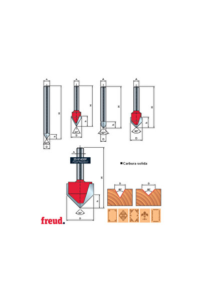 Freud 20- Κόφτης χάραξης σχήματος V, επιμεταλλωμένος με CMS, με στέλεχος, Z=1...