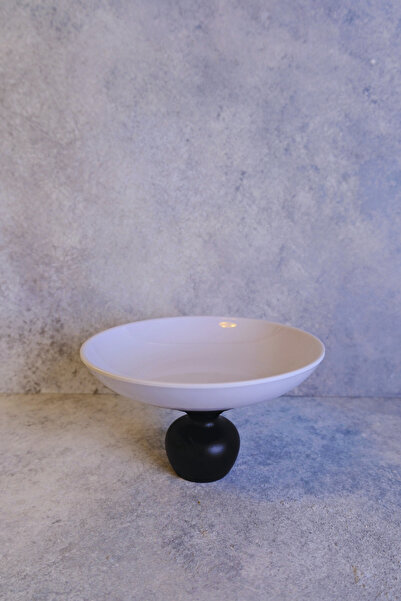 justwood Macaroni Black Pomegranate Footed 22.5 cm Melamine Serving Plate, Pi...