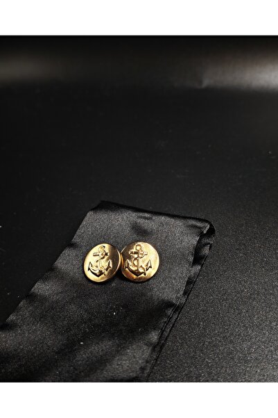 NESGO MODA Altın Sarısı Gömme Çıpa Desenli Metal Ceket Düğmesi 16.5 mm 26 boy